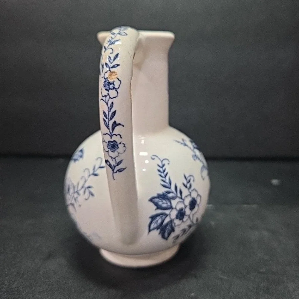 Blue‎ Peony Oil Cruet, Handpainted Floral Oil Bottle, Vintage Floral Home Decor